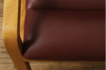 中古　CONDE HOUSE(カンディハウス)　ナラ材　スタイリッシュなデザインと本革が美しいオットマンセットのイージーチェア(1人掛けソファ、1Pソファ、椅子、イス、ダイニングチェア、ダイニングソファ、アームチェア、フットスツール)(R-059688)