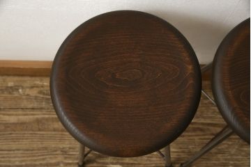 ラフジュ工房オリジナル　シンプルで馴染みやすいスツール2脚セット(椅子、イス、板座チェア)(R-059694)