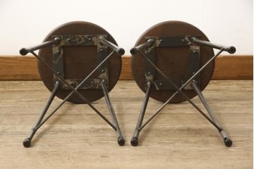 ラフジュ工房オリジナル　シンプルで馴染みやすいスツール2脚セット(椅子、イス、板座チェア)(R-059694)