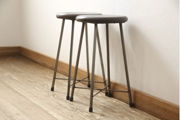 ラフジュ工房オリジナル　シンプルで馴染みやすいスツール2脚セット(椅子、イス、板座チェア)(R-059695)
