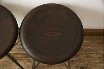 ラフジュ工房オリジナル　シンプルで馴染みやすいスツール2脚セット(椅子、イス、板座チェア)(R-059695)