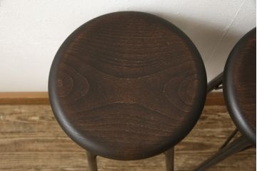 ラフジュ工房オリジナル　異素材の組み合わせがかっこいい雰囲気を醸し出すハイスツール2脚セット(椅子、イス、板座チェア)(R-059697)