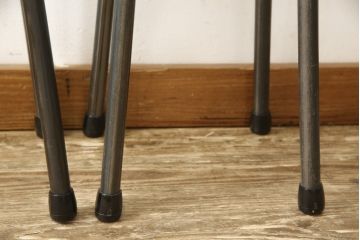 ラフジュ工房オリジナル　異素材の組み合わせがかっこいい雰囲気を醸し出すハイスツール2脚セット(椅子、イス、板座チェア)(R-059697)