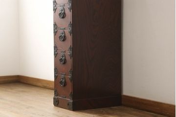 中古　美品　岩谷堂箪笥　スリムなサイズで取り入れやすい縦型チェスト(引き出し、和タンス、収納たんす)(R-059701)