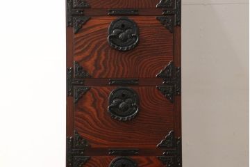 中古　美品　岩谷堂箪笥　スリムなサイズで取り入れやすい縦型チェスト(引き出し、和タンス、収納たんす)(R-059701)