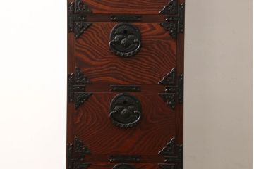 中古　美品　岩谷堂箪笥　スリムなサイズで取り入れやすい縦型チェスト(引き出し、和タンス、収納たんす)(R-059701)
