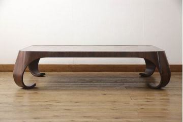 中古　天童木工　剣持勇　絶版品!上質な雰囲気漂うローズウッド材の座卓(定価約58万円)(R-059707)