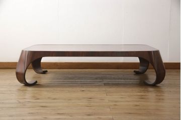 中古　天童木工　剣持勇　絶版品!上質な雰囲気漂うローズウッド材の座卓(定価約58万円)(R-059707)