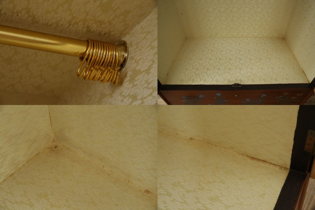 ※塗装にダメージあり※　和製ヴィンテージ　最高級品　総漆塗り　漆絵入り　内部桐材　品のある雰囲気を醸し出すワードローブ　(R-059709)