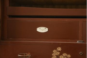 和製ビンテージ　最高級品　総漆塗り　漆絵入り　内部桐材　品のある雰囲気を醸し出す衣装タンス(着物箪笥、和たんす、ヴィンテージ)(R-059710)