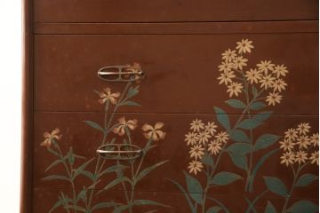 和製ビンテージ　最高級品　総漆塗り　漆絵入り　内部桐材　品のある雰囲気を醸し出す衣装タンス(着物箪笥、和たんす、ヴィンテージ)(R-059710)