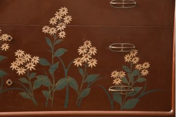 和製ビンテージ　最高級品　総漆塗り　漆絵入り　内部桐材　品のある雰囲気を醸し出す衣装タンス(着物箪笥、和たんす、ヴィンテージ)(R-059710)