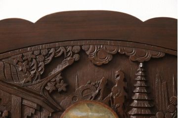 ビンテージ家具　中国　珍品　希少!　花梨(カリン)材　龍の彫刻が目を引くアームチェア(板座チェア、ダイニングチェア、椅子、ヴィンテージ)(R-059715)