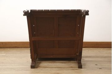 ビンテージ家具　中国　珍品　希少!　花梨(カリン)材　龍の彫刻が目を引くアームチェア(板座チェア、ダイニングチェア、椅子、ヴィンテージ)(R-059715)