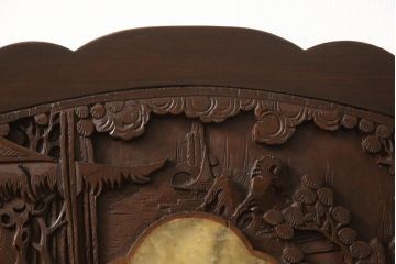 ビンテージ家具　中国　珍品　希少!　花梨(カリン)材　龍の彫刻が目を引くアームチェア(板座チェア、ダイニングチェア、椅子、ヴィンテージ)(R-059716)