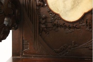 ビンテージ家具　中国　珍品　希少!　花梨(カリン)材　龍の彫刻が目を引くアームチェア(板座チェア、ダイニングチェア、椅子、ヴィンテージ)(R-059716)