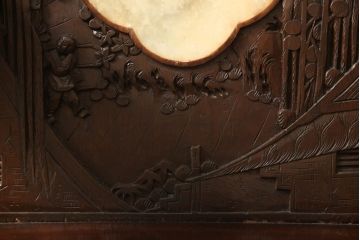 ビンテージ家具　中国　珍品　希少!　花梨(カリン)材　龍の彫刻が目を引くアームチェア(板座チェア、ダイニングチェア、椅子、ヴィンテージ)(R-059716)