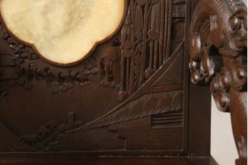 ビンテージ家具　中国　珍品　希少!　花梨(カリン)材　龍の彫刻が目を引くアームチェア(板座チェア、ダイニングチェア、椅子、ヴィンテージ)(R-059716)