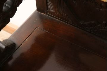 ビンテージ家具　中国　珍品　希少!　花梨(カリン)材　龍の彫刻が目を引くアームチェア(板座チェア、ダイニングチェア、椅子、ヴィンテージ)(R-059716)