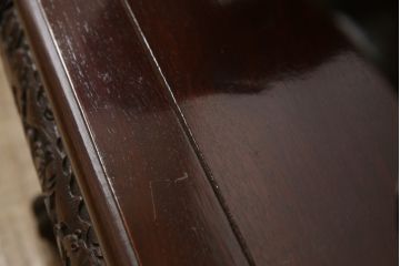 ビンテージ家具　中国　珍品　希少!　花梨(カリン)材　龍の彫刻が目を引くアームチェア(板座チェア、ダイニングチェア、椅子、ヴィンテージ)(R-059716)