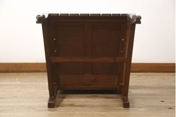 ビンテージ家具　中国　珍品　希少!　花梨(カリン)材　龍の彫刻が目を引くアームチェア(板座チェア、ダイニングチェア、椅子、ヴィンテージ)(R-059716)
