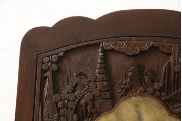 ビンテージ家具　中国　珍品　希少!　花梨(カリン)材　龍の彫刻が目を引くアームチェア(板座チェア、ダイニングチェア、椅子、ヴィンテージ)(R-059717)