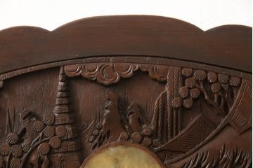 ビンテージ家具　中国　珍品　希少!　花梨(カリン)材　龍の彫刻が目を引くアームチェア(板座チェア、ダイニングチェア、椅子、ヴィンテージ)(R-059717)