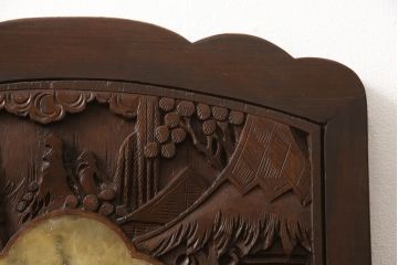 ビンテージ家具　中国　珍品　希少!　花梨(カリン)材　龍の彫刻が目を引くアームチェア(板座チェア、ダイニングチェア、椅子、ヴィンテージ)(R-059717)