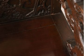 ビンテージ家具　中国　珍品　希少!　花梨(カリン)材　龍の彫刻が目を引くアームチェア(板座チェア、ダイニングチェア、椅子、ヴィンテージ)(R-059717)