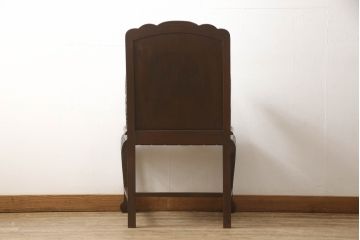 ビンテージ家具　中国　珍品　希少!　花梨(カリン)材　龍の彫刻が目を引くアームチェア(板座チェア、ダイニングチェア、椅子、ヴィンテージ)(R-059717)