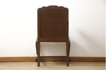 ビンテージ家具　中国　珍品　希少!　花梨(カリン)材　龍の彫刻が目を引くアームチェア(板座チェア、ダイニングチェア、椅子、ヴィンテージ)(R-059718)