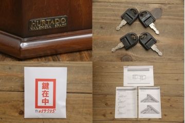 中古　超美品　スペイン　ウルタド(HURTADO)　クラシカルな雰囲気と重厚感のある佇まいが魅力の組み立て式プレジデントデスク(両袖机、ワークデスク、在宅ワーク、在宅用)(定価約115万円)(R-059735)
