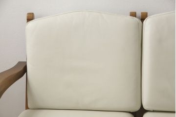 中古　KOSUGA(コスガ)　セパレート式　レイアウト自由自在!ナチュラルモダンな空間を演出する本革3人掛けソファ(レザー、三人掛け、3P)(R-059738)