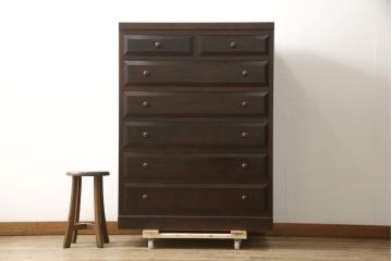 中古　松本民芸家具　D型整理タンス　和洋どちらにも馴染む上品な佇まいのチェスト(整理タンス、洋服タンス、引き出し)(定価約38万円)(R-059740)