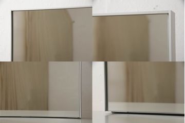 中古　美品　Cassinaixc.(カッシーナイクスシー)　オーク材　スタイリッシュなデザインが魅力的なメイクアップドレッサー+チェアセット(鏡台、ミラー、チェア、椅子)(定価約55万円)(R-059742)