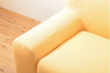 中古　arflex(アルフレックス)　GIUBBA(ジュバ)　無駄のないシンプルさが魅力的な2人掛けソファ+オットマンのセット(定価約45万円)(ラブソファ、二人掛け)(R-059748)