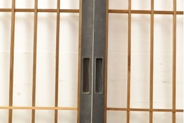 アンティーク建具　昭和中期　黒い框がモダンな印象を高める障子戸2枚セット(引き戸、建具)(R-059753)