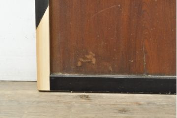 アンティーク建具　昭和中期　黒い框がモダンな印象を高める障子戸2枚セット(引き戸、建具)(R-059753)