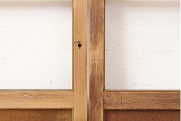 アンティーク建具　昭和中期　レトロな部屋づくりにぴったり!古い木製のガラス戸2枚セット(引き戸、建具)(R-059754)