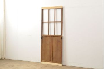 アンティーク建具　昭和レトロな雰囲気漂うガラス戸1枚(引き戸、格子戸、板戸)(R-059755)