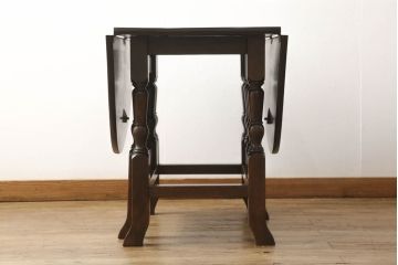 ヴィンテージ　松本民芸家具　落ち着いた大人空間におすすめのT.R.ゲートレッグテーブル(バタフライテーブル、ビンテージ、エクステンションテーブル、ダイニングテーブル、ラウンドテーブル、丸テーブル)(定価約31万円)(R-059759)