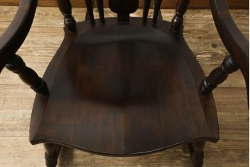 中古　美品　松本民芸家具　クラシカルな雰囲気ただよう#39A型ロッキングチェア(定価約18万円)(アームチェア、板座チェア、揺り椅子、イス)(R-059762)