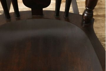 中古　美品　松本民芸家具　クラシカルな雰囲気ただよう#39A型ロッキングチェア(定価約18万円)(アームチェア、板座チェア、揺り椅子、イス)(R-059762)