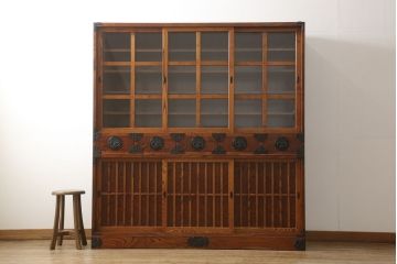 中古　美品　岩谷堂箪笥　収納力抜群! 上質な和の空間づくりに取り入れたい水屋箪笥(定価約120万円)(キャビネット、食器棚、戸棚、収納棚)(R-059763)