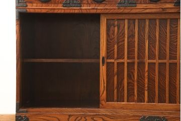 中古　美品　岩谷堂箪笥　収納力抜群! 上質な和の空間づくりに取り入れたい水屋箪笥サイドボード(食器棚、戸棚、収納棚)(R-059765)