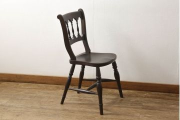 中古　松本民芸家具　#49型A　背もたれの美しいデザインが印象的なワイコムチェア(ダイニングチェア、椅子、板座チェア)(R-059776)