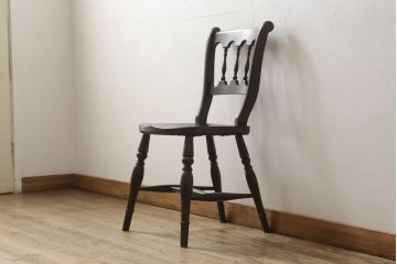 中古　松本民芸家具　#49型A　背もたれの美しいデザインが印象的なワイコムチェア(ダイニングチェア、椅子、板座チェア)(R-059776)