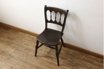 中古　松本民芸家具　#49型A　背もたれの美しいデザインが印象的なワイコムチェア(ダイニングチェア、椅子、板座チェア)(R-059776)