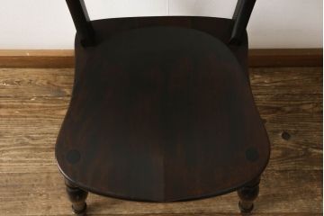 中古　松本民芸家具　#49型A　背もたれの美しいデザインが印象的なワイコムチェア(ダイニングチェア、椅子、板座チェア)(R-059776)