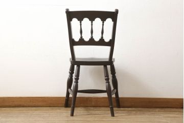 中古　松本民芸家具　#49型A　背もたれの美しいデザインが印象的なワイコムチェア(ダイニングチェア、椅子、板座チェア)(R-059776)
